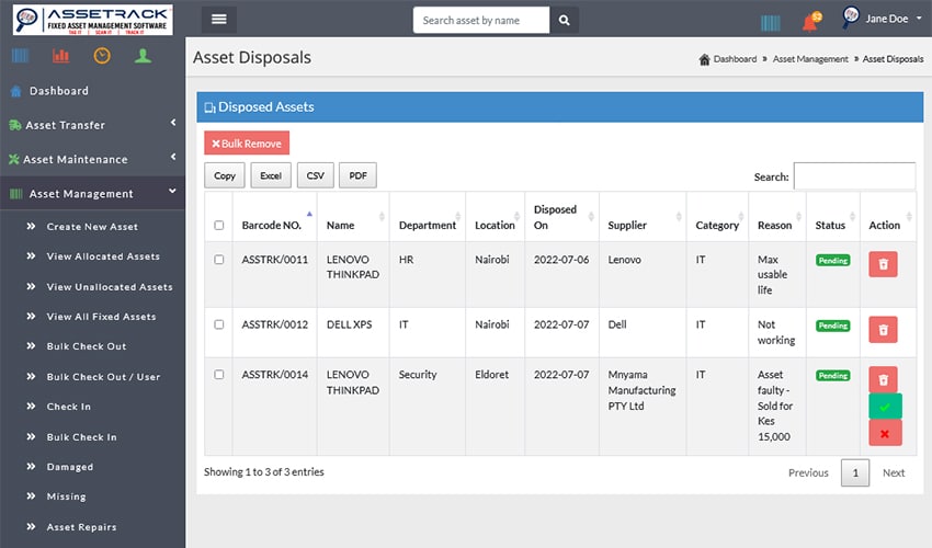 asset-disposal - AsseTrack FAMS asset-disposal