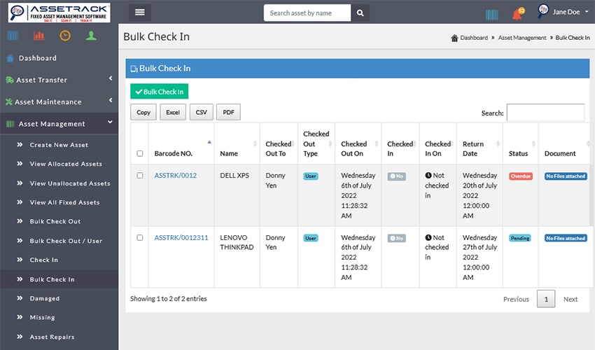 check-in-check-out-assets - AsseTrack FAMS check-in-check-out-assets