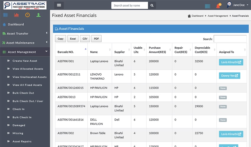 fixed-asset-financials - AsseTrack FAMS fixed-asset-financials
